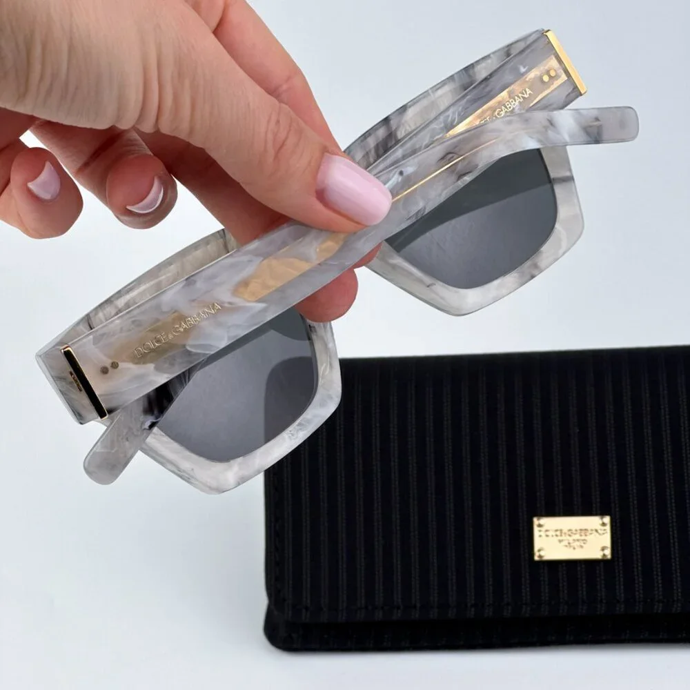 D&G DG4413 342887 BRAND NEW Sunglasses Grey Marble Grey Square Unisex